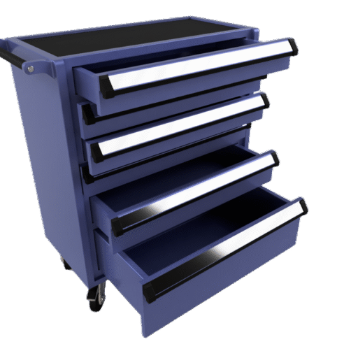 Værkstedsvogn 1/12 – miniature rullevogn i resin med udtrækkelige skuffer.