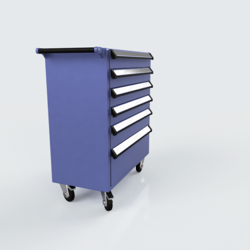 Værkstedsvogn 1/12 – miniature rullevogn i resin med udtrækkelige skuffer.