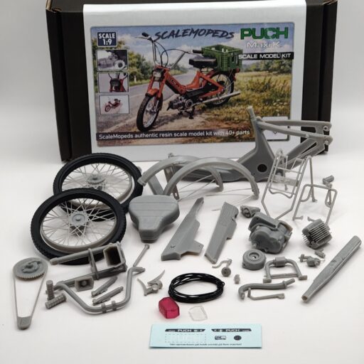 Puch Maxi K byggesæt boxart og dele