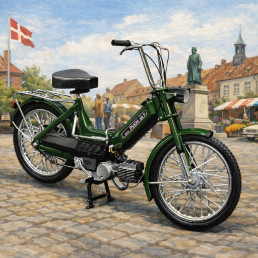 Puch Maxi P knallert byggesæt boxart. Skala model af klassikeren